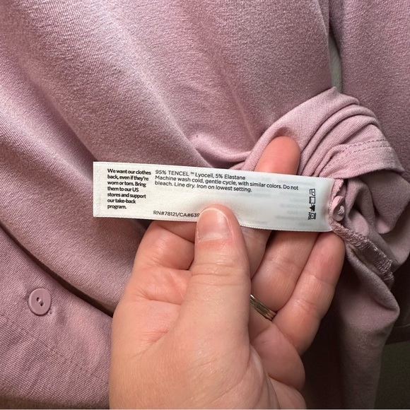 Eileen Fisher Women’s Pink Fine Jersey Classic Collar Long Sleeve Shirt Sz L NWT - Picture 5 of 5